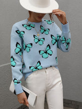 Load image into Gallery viewer, Woven Right Butterfly Dropped Shoulder Crewneck Sweater