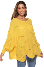 Load image into Gallery viewer, Round Neck Long Sleeve Openwork Sweater