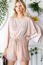 Load image into Gallery viewer, Sequin Drawstring Waist Dolman Sleeve Romper