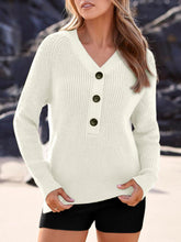 Load image into Gallery viewer, Half Button Long Sleeve Knit Top
