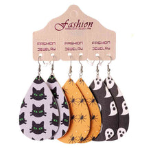 Load image into Gallery viewer, Halloween PU Teardrop Earrings Set