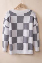 Load image into Gallery viewer, Checkered Button-Up Dropped Shoulder Cardigan