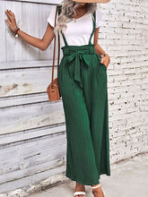 Load image into Gallery viewer, Tie Belt Wide Leg Overalls