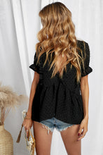 Load image into Gallery viewer, Swiss Dot Deep V Flounce Sleeve Blouse