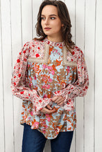 Load image into Gallery viewer, Floral Print Flounce Sleeve Mock Neck Blouse
