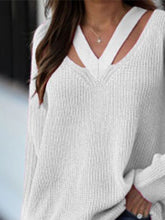 Load image into Gallery viewer, Full Size Cutout V-Neck Rib-Knit Sweater