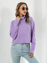 Load image into Gallery viewer, Turtleneck Dropped Shoulder Sweater