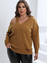 Load image into Gallery viewer, Plus Size Cutout V-Neck Sweater