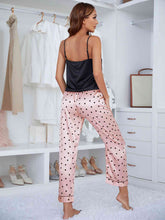 Load image into Gallery viewer, Lace Trim Cami and Polka Dot Satin Pajama Set