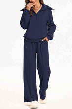 Load image into Gallery viewer, Half Zip Collared Neck Sweatshirt and Pants Set