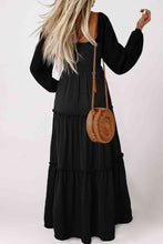 Load image into Gallery viewer, Square Neck Long Sleeve Tiered Dress