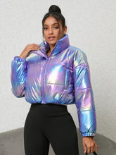 Load image into Gallery viewer, Gradient Zip-Up Collared Puffer Jacket