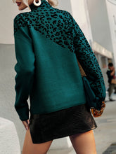 Load image into Gallery viewer, Leopard Mock Neck Dropped Shoulder Sweater