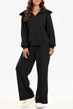 Load image into Gallery viewer, Half Zip Collared Neck Sweatshirt and Pants Set