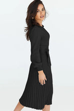 Load image into Gallery viewer, Round Neck Long Sleeve Pleated Sweater Dress