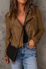 Load image into Gallery viewer, Vegan Suede Zip Detail Jacket