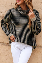 Load image into Gallery viewer, Striped Drop Shoulder Turtleneck Sweater