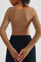 Load image into Gallery viewer, Scoop Neck Thumbhole Sleeve Cropped Sports Top