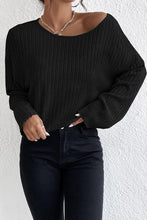 Load image into Gallery viewer, Ribbed Round Neck Drop Shoulder Long Sleeve Top