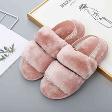 Load image into Gallery viewer, Faux Fur Open Toe Slippers