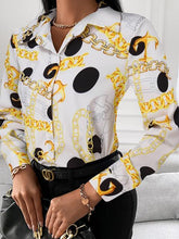 Load image into Gallery viewer, Printed Collared Neck Long Sleeve Shirt