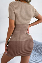 Load image into Gallery viewer, Color Block Cutout Short Sleeve Sweater Dress