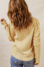 Load image into Gallery viewer, Cable-Knit Round Neck Long Sleeve Blouse