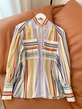 Load image into Gallery viewer, Striped Button Down Lantern Sleeve Shirt