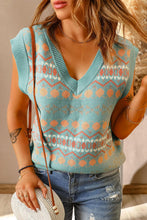 Load image into Gallery viewer, Geometric V-Neck Knit Vest