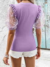 Load image into Gallery viewer, Polka Dot Flounce Sleeve Round Neck Top