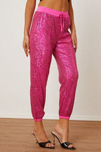Load image into Gallery viewer, Sequin Drawstring Pants with Pockets