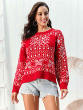 Load image into Gallery viewer, Snowflake Pattern Round Neck Sweater