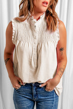 Load image into Gallery viewer, Buttoned Frill Trim Smocked Sleeveless Blouse