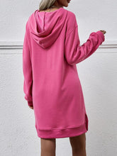 Load image into Gallery viewer, Slit Long Sleeve Hooded Dress with Pocket