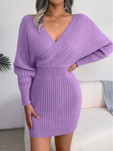 Load image into Gallery viewer, Rib-Knit Dolman Sleeve Sweater Dress