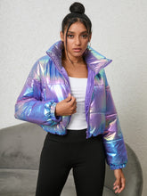 Load image into Gallery viewer, Gradient Zip-Up Collared Puffer Jacket