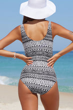 Load image into Gallery viewer, Geometric Lace-Up One-Piece Swimsuit