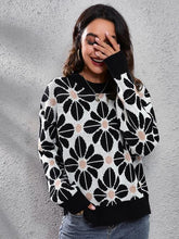 Load image into Gallery viewer, Floral Round Neck Long Sleeve Sweater