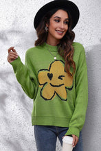 Load image into Gallery viewer, Flower Graphic Drop Shoulder Sweater