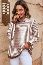 Load image into Gallery viewer, Striped Drop Shoulder Turtleneck Sweater