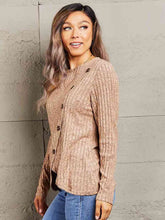 Load image into Gallery viewer, Double Take Ribbed Round Neck Buttoned Long Sleeve Tee