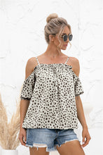 Load image into Gallery viewer, Printed Cold-Shoulder Frill Trim Blouse