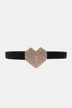 Load image into Gallery viewer, Rhinestone Heart Buckle Elastic Belt