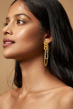 Load image into Gallery viewer, Rhinestone Copper Chain Earrings