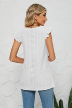 Load image into Gallery viewer, Smocked Round Neck Eyelet Top
