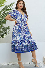 Load image into Gallery viewer, Floral Flounce Sleeve Surplice Dress