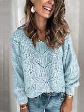 Load image into Gallery viewer, Openwork Round Neck Sweater