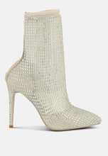 Load image into Gallery viewer, fortunate rhinestones embellished mesh boots-5