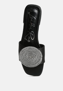 ollilie rhinestones embellished brooch slip on sandals-4