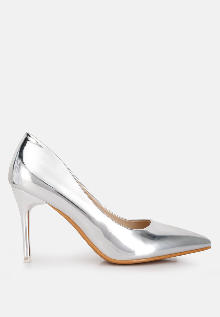 poudre metallic patent faux leather pumps-7